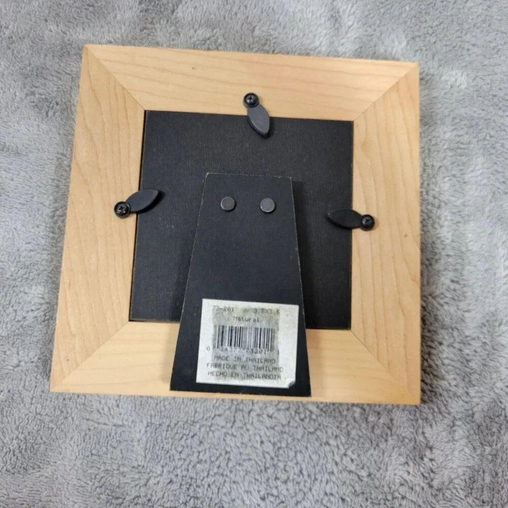 Baby Photo Frame 3x3 Small Square Brown Wood Traditional 6in Tabletop Desk S27E